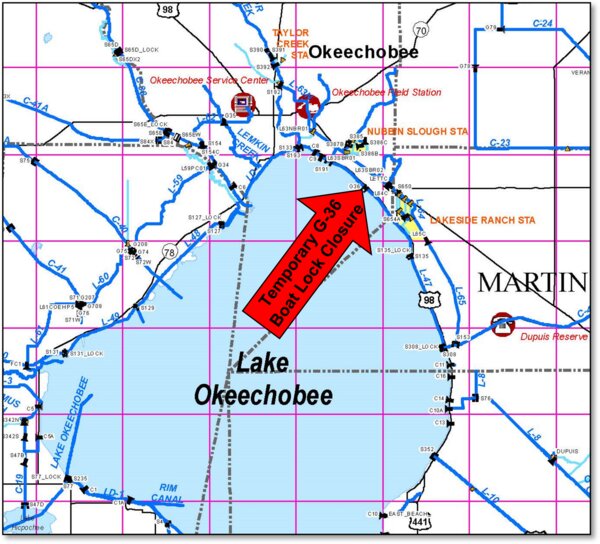 G-36/Henry Creek Boat Lock in Okeechobee County Will Temporarily Close Starting April 17. Boat Lock Expected to Re-open May 15.